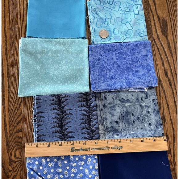 Fabric Other - Quilt Craft Fabric Cotton 8 Fat Quarters Blue Turquoise Flowers Abstract Fabrics